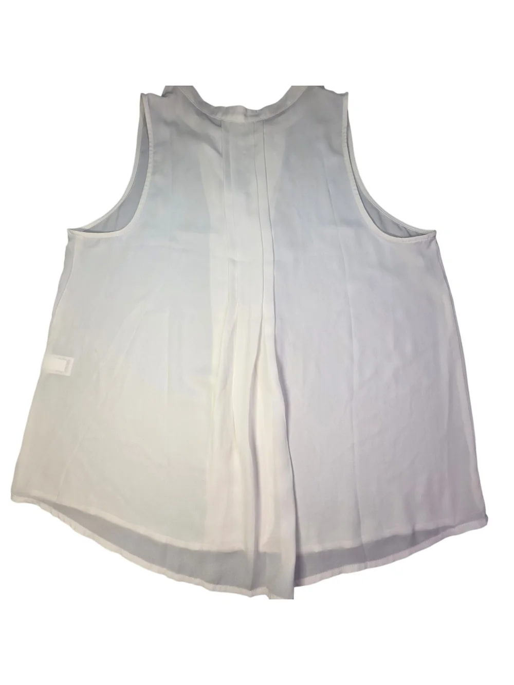 41 Hawthorn White Pleated Front Sleeveless Blouse Split V-Neck Tank Top Large